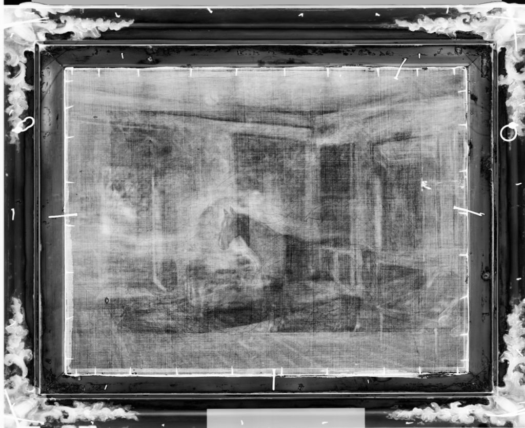 x-ray images show overpaintings of paitings