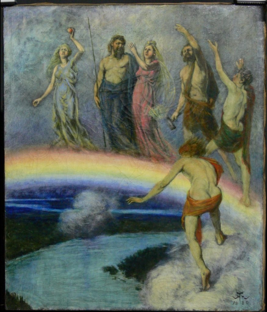 Gemälde "Zug der Götter nach Walhall", Hans Thoma, Öl auf Leinwand